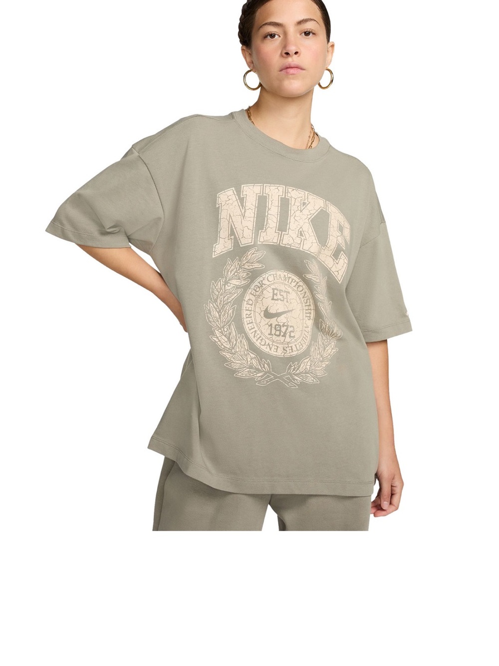 Nike Women’s Vintage-Style Gray Logo T-Shirt Size L